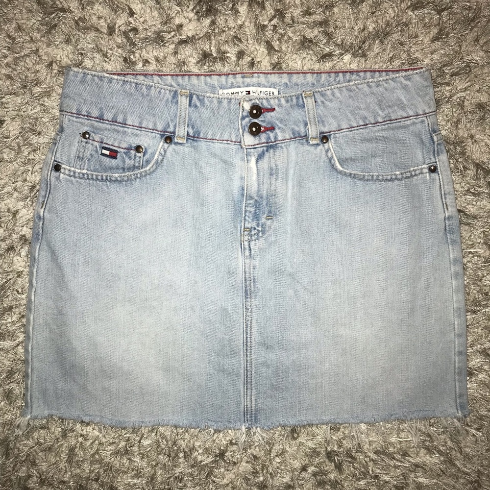 Vintage Tommy Hilfiger jean skirt raw hem SIZE 10